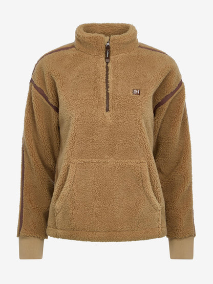 Lemieux Avery Teddy Quarter Zip Fleece Jacket in Caramel - cosy sherpa, equestrian style