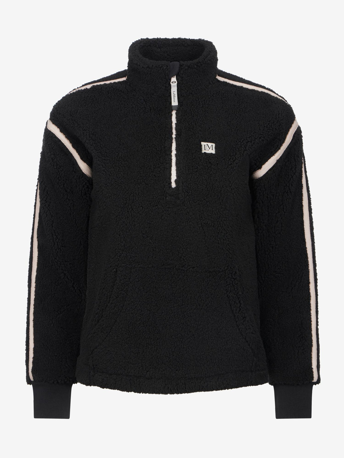 LEMIERUX Avery Teddy Quarter Zip Fleece Jacket - Black | Cozy Sherpa Equestrian & Loungewear
