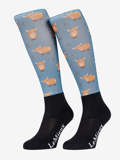 LeMieux Footsie Socks Highland Cow/Aloe