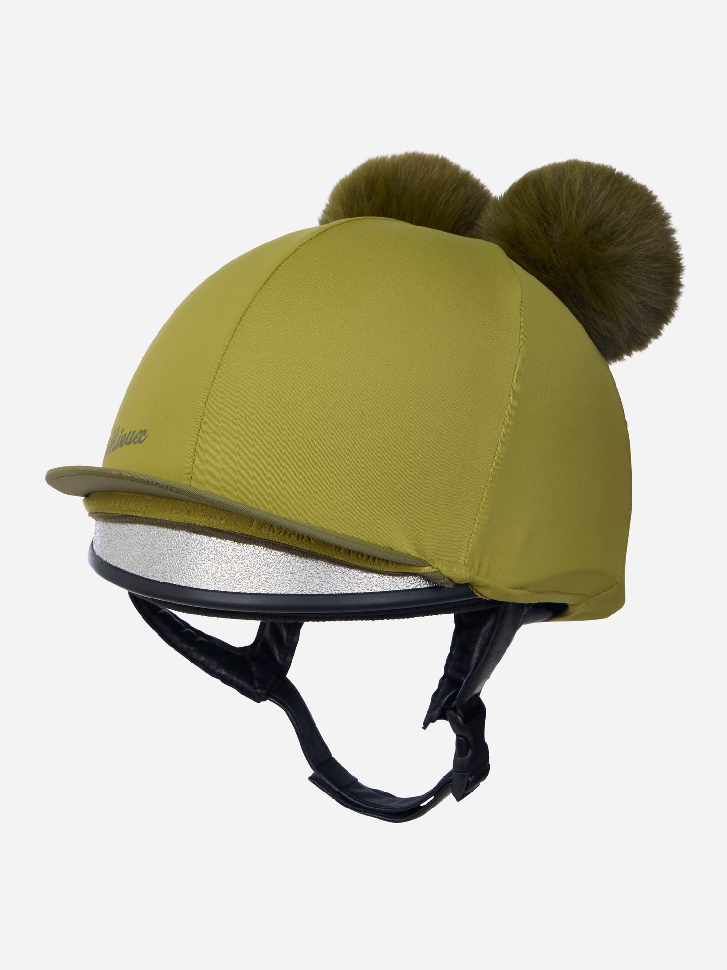 LeMieux Mini Double Pom Hat Silk Gooseberry - Equestrian Riding Helmet Cover