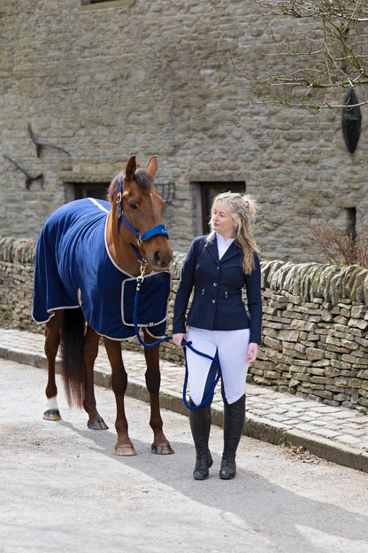 Equestrian: Woman with Horse Wearing CAMEO SUEDE ELITE Headcollar & Leadrope - Equiflair.com