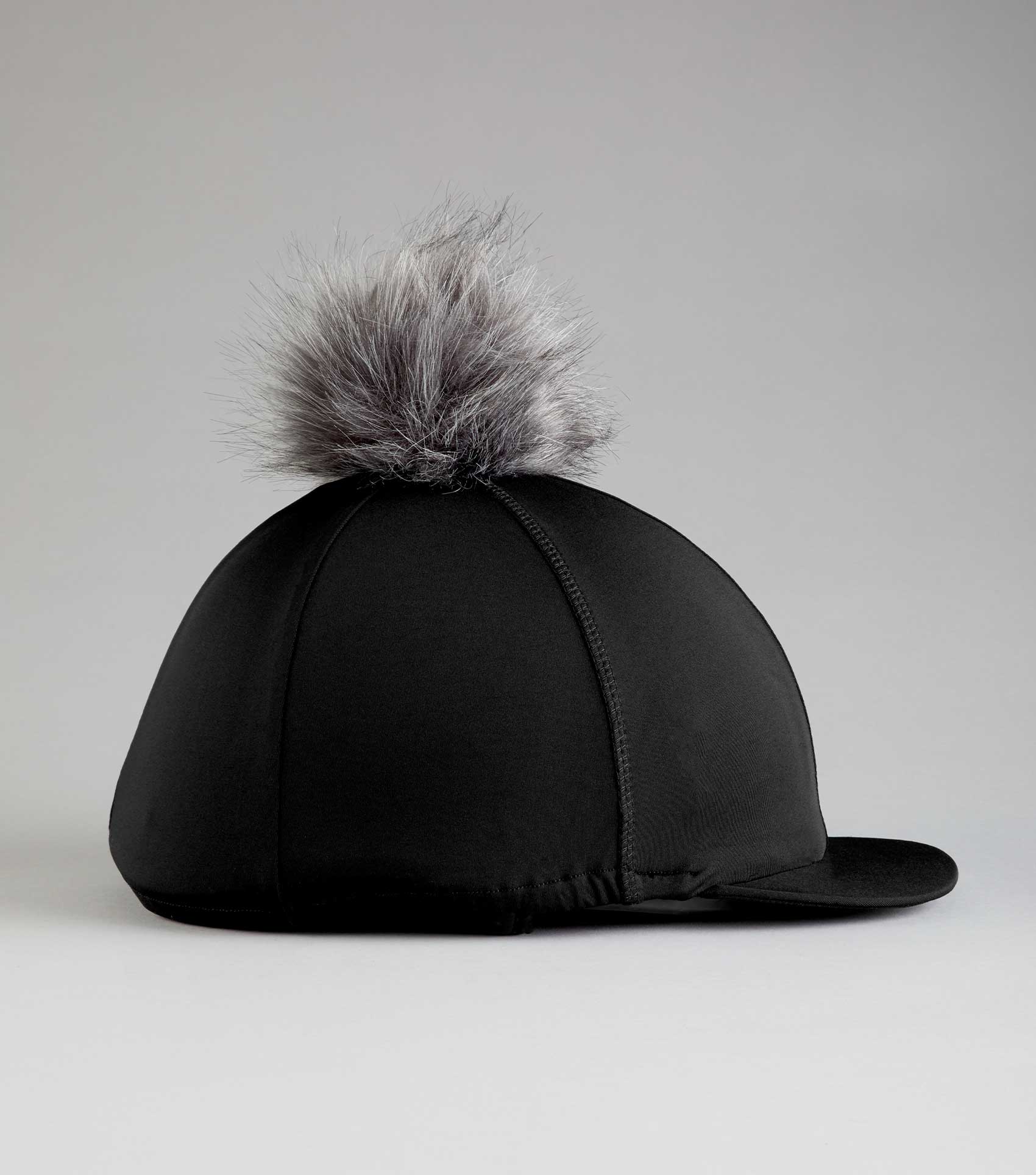 PREMIER EQUINE Black Riding Hat Silk with Faux Fur Pom Pom | Equiflair - Equestrian Headwear