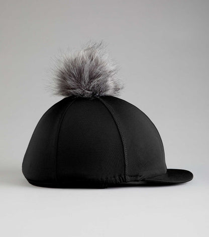 PREMIER EQUINE Black Riding Hat Silk with Faux Fur Pom Pom | Equiflair - Equestrian Headwear
