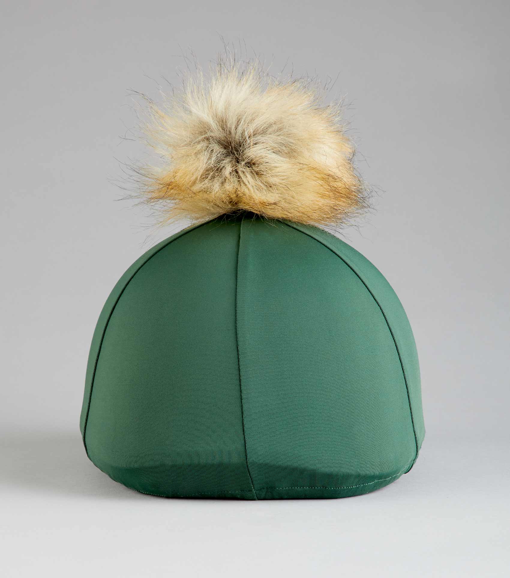PREMIER EQUINE Jersey Hat Silk with Faux Fur Pom Pom - Green Riding Hat Cover. Equiflair Equestrian Headwear Accessory. 