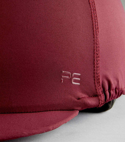 Premier Equine Jersey Hat Silk with Faux Fur Pom Pom Wine