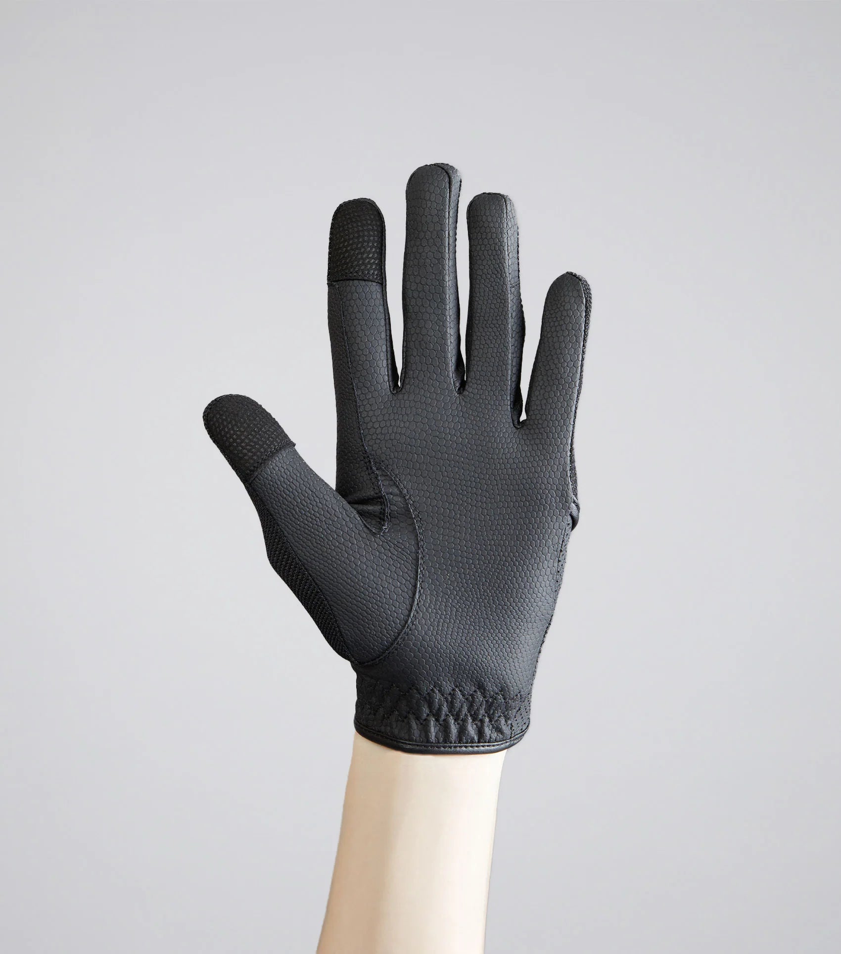 Premier Equine Presa Junior Mesh Riding Gloves - Black Equestrian Gloves with Touchscreen Fingers