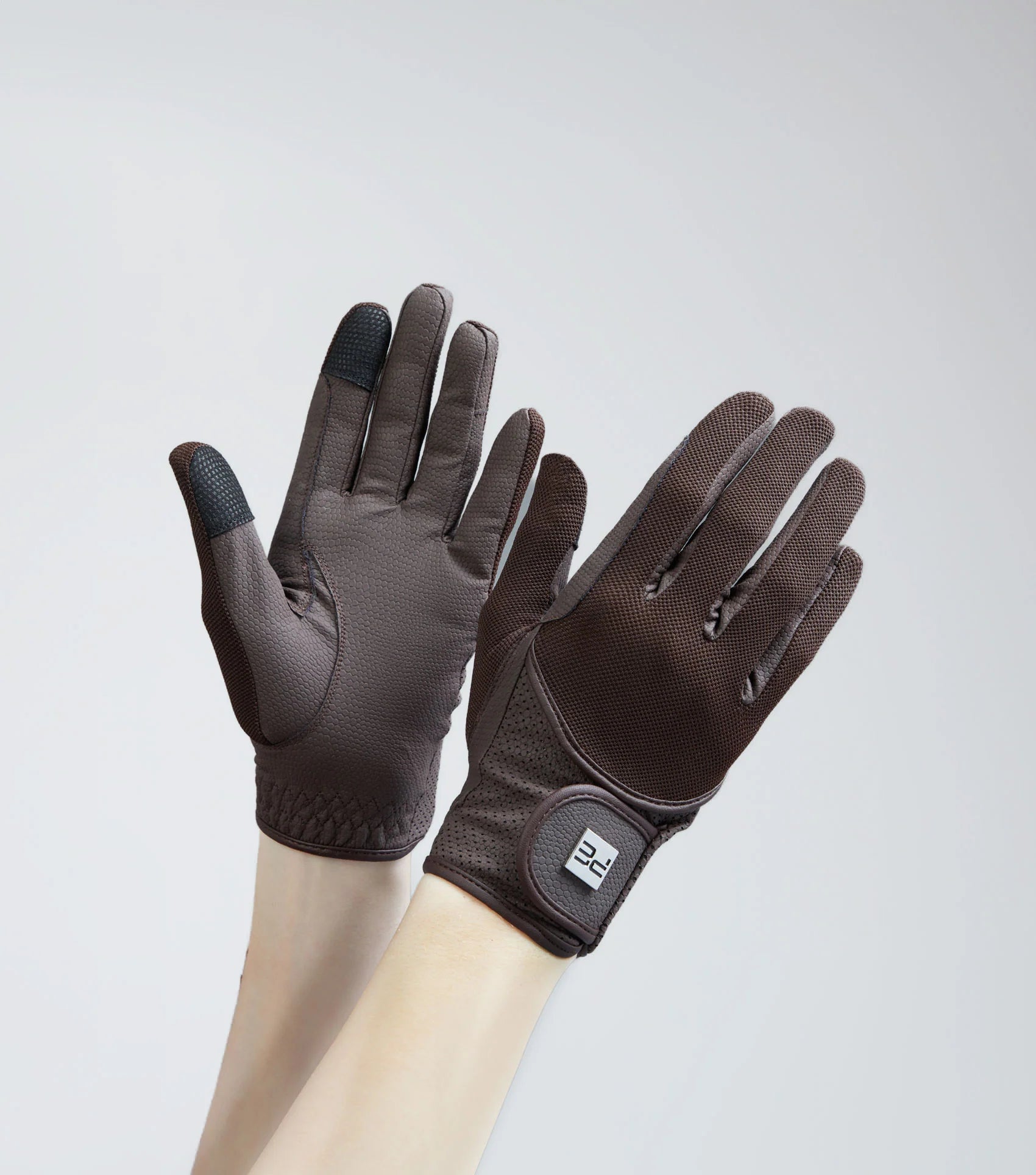 PREMIER EQUINE Presa Junior Mesh Riding Gloves - Brown, Equestrian Gloves, Breathable, Touch Screen Compatible