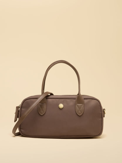 Joules Women's Mocha Brown East West Zip Crossbody Bag with adjustable strap and gold hardware.
