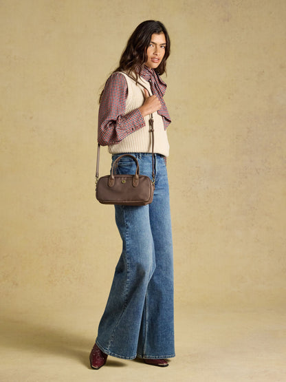 Joules Mocha Brown East West Zip Crossbody Bag for Women - Structured Polyester