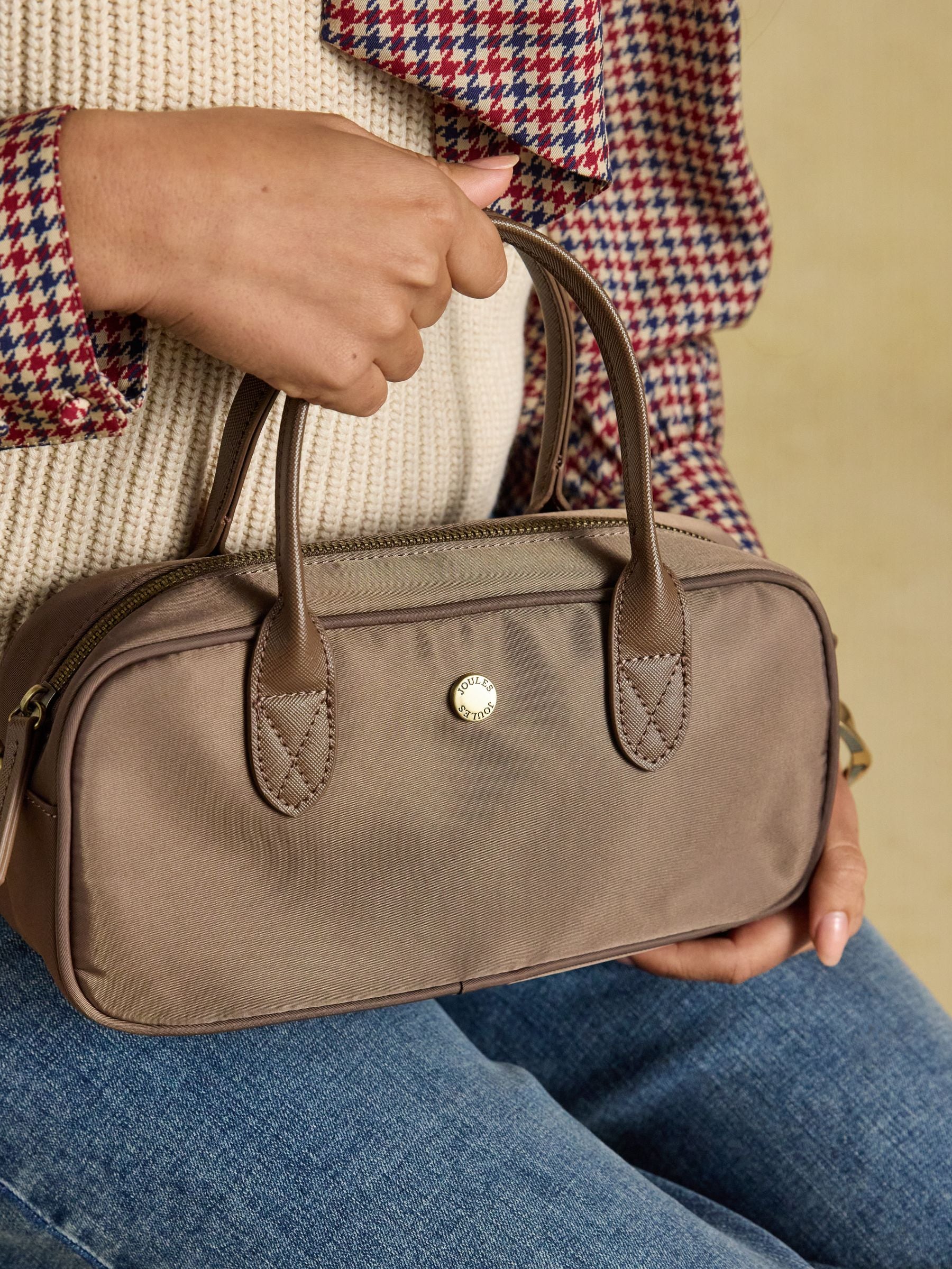 Joules Mocha Brown East West Zip Crossbody Bag | Stylish Women's Polyester & PU Bag