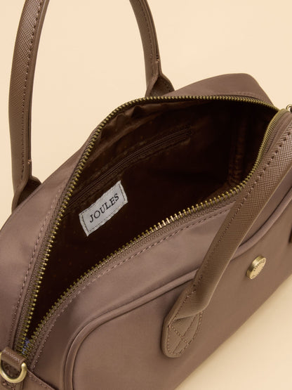 Joules Mocha Brown East West Crossbody Bag Interior - Jacquard Lining & Logo