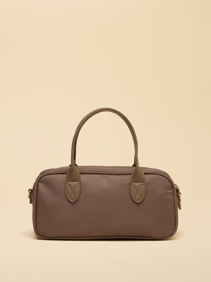 Women's Joules mocha brown east west zip top crossbody bag with adjustable strap.