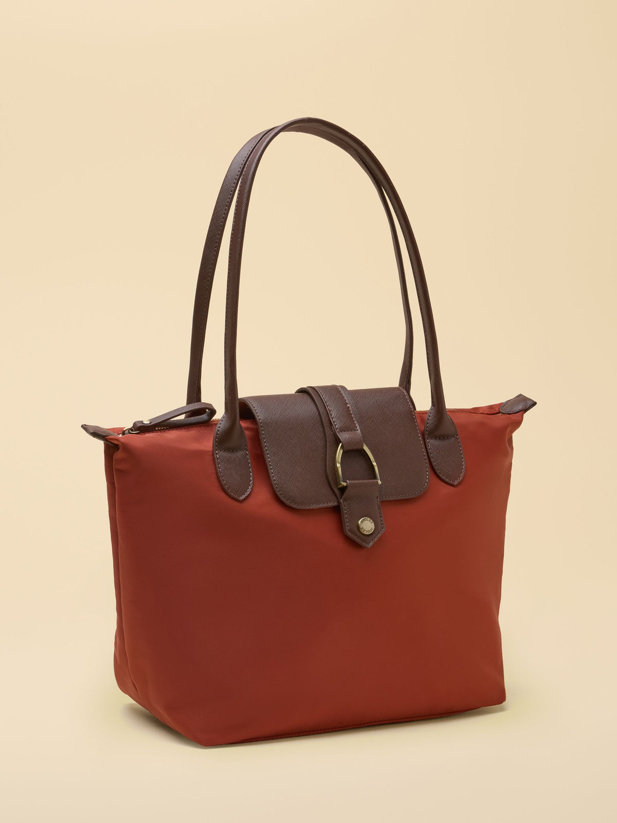 Joules rust orange shopper bag | Women's recycled polyester tote with zip top