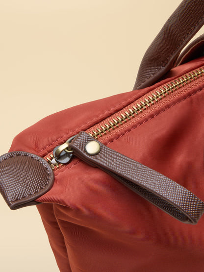 Joules Rust Orange Edie Shopper Bag with PU Trim and Zipper Detail