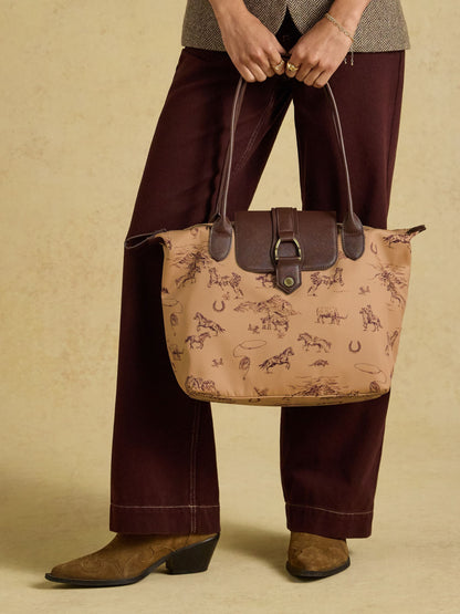 Joules Women's Edie Shopper Bag | Western Rodeo Print Tote