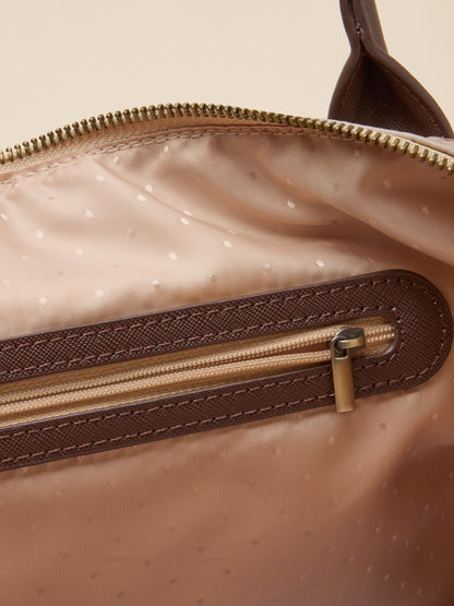 Joules Edie Zip Top Shopper Bag interior with jacquard lining and secure zip pocket detail.