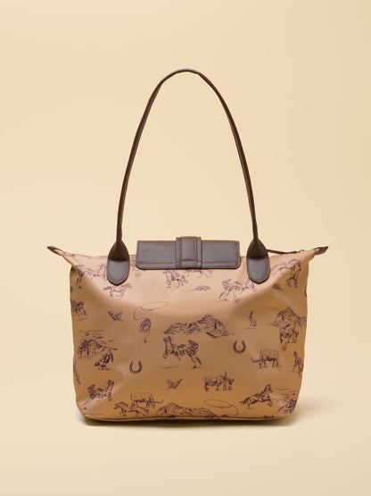 Joules Edie Western Print Rodeo Tote Shoulder Bag Natural