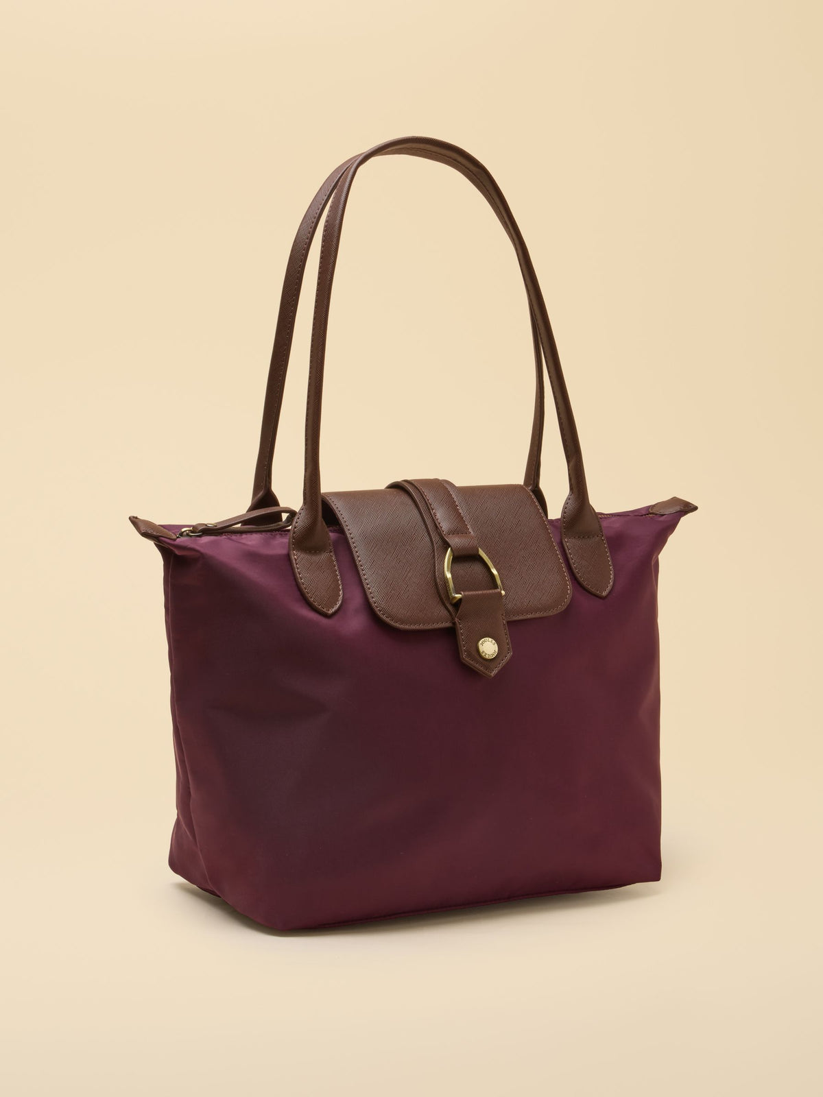 Joules Women's Edie Zip Top Shopper Bag in Port Red | Recycled Polyester with Magnetic Flap