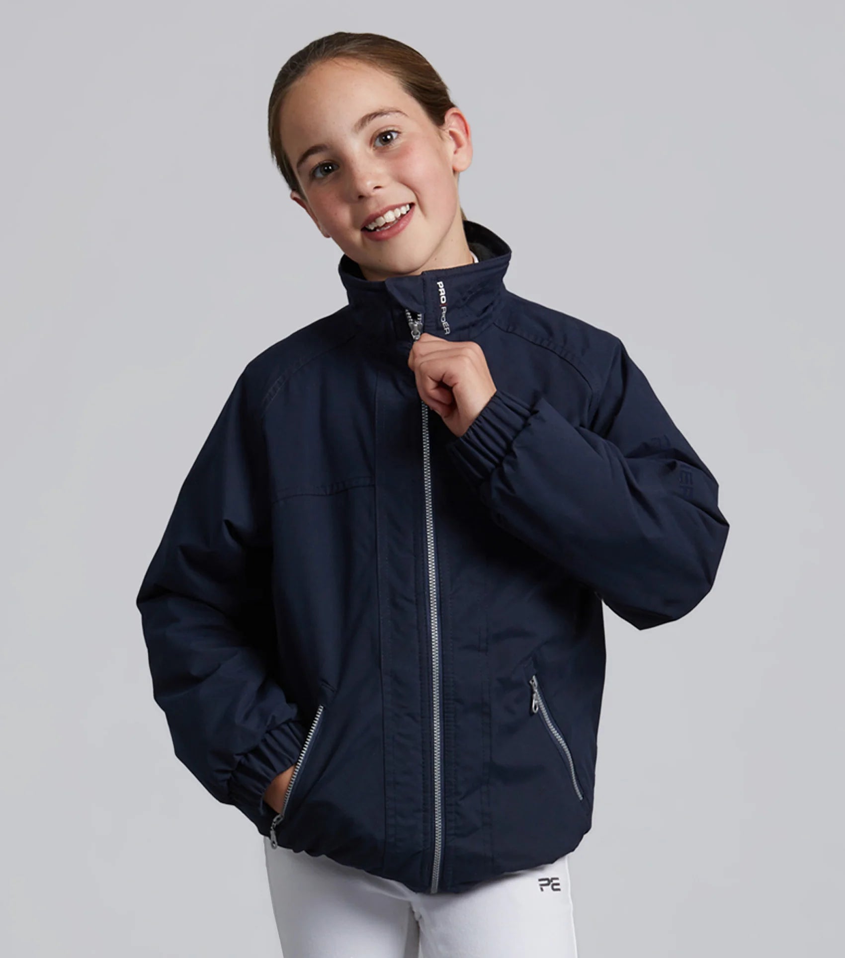 Junior Riding Jacket by PREMIER EQUINE - Navy Blue, Unisex Pro Rider Coat for Kids Horseback Riding
