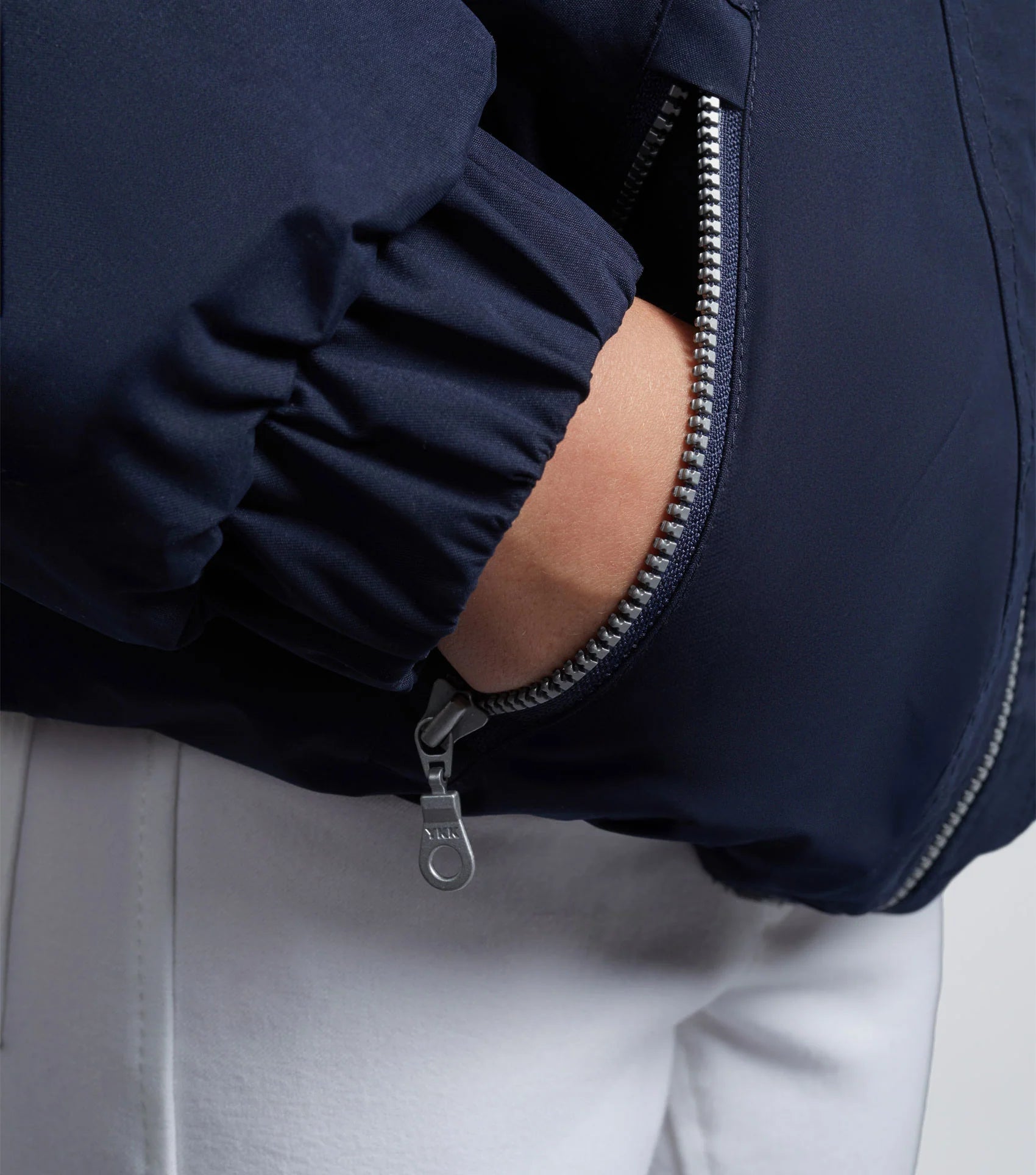 Junior Navy Riding Jacket with Hand in Pocket - Premier Equine Unisex Rider Coat