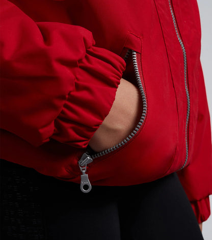 Red Junior Riding Jacket by Premier Equine - Waterproof with zipped pocket