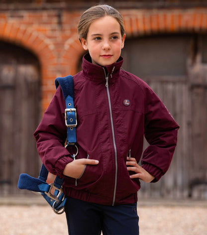 Premier Equine Junior Pro Rider Wine Jacket - Equestrian Child in Waterproof Riding Coat