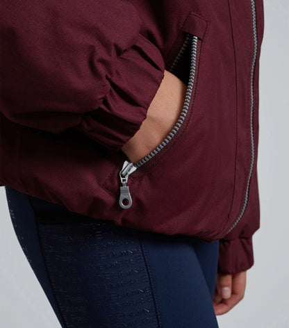 Premier Equine Junior Pro Wine Riding Jacket: Waterproof Equine Coat with YKK Zipper and Pocket