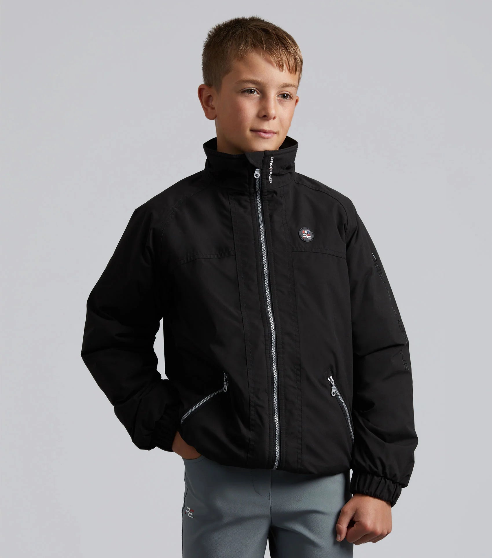 Premier Equine Junior Pro Rider Waterproof Riding Jacket - Black, Unisex, Youth Equestrian Apparel