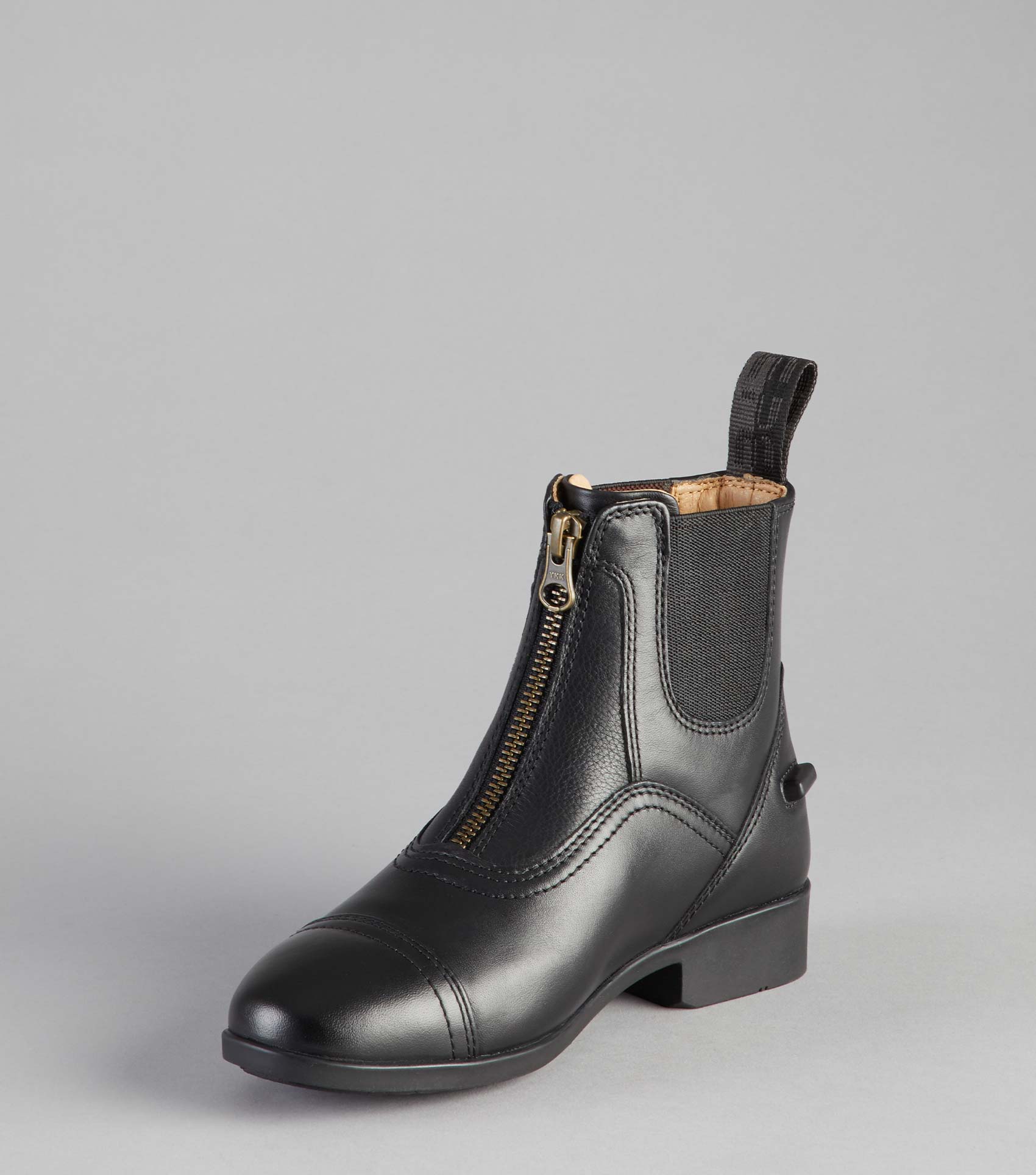 PREMIER EQUINE Virtus Junior Black Leather Paddock Boot with Zipper - Equestrian Riding Boot for Kids