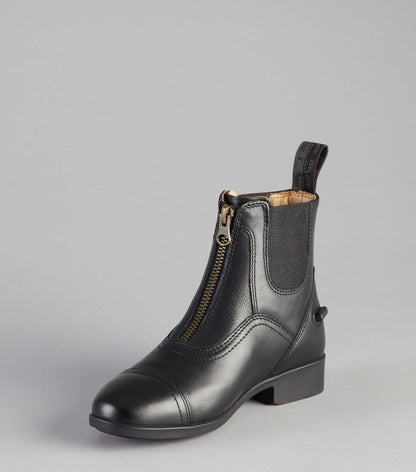 PREMIER EQUINE Virtus Junior Black Leather Paddock Boot with Zipper - Equestrian Riding Boot for Kids