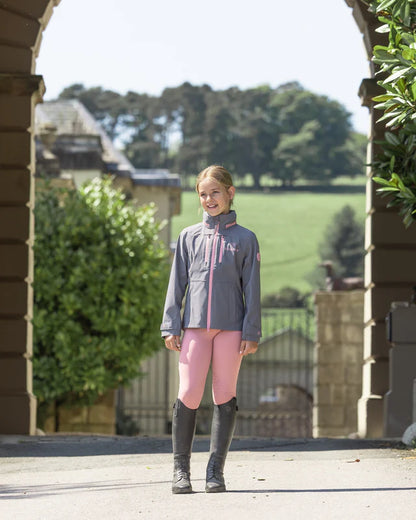 Equiflair Equidry Children's Riding Leggings - Pale Pink & Grey, Water Repellent, Equestrian Apparel