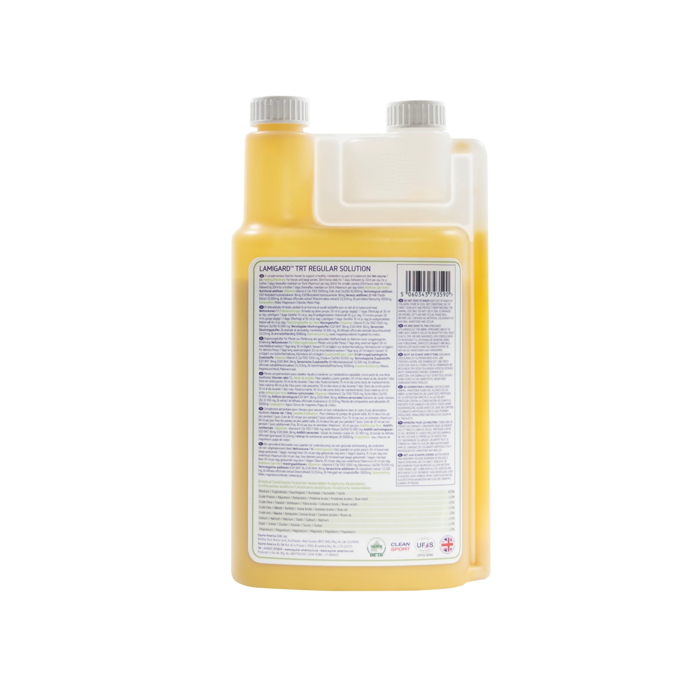 Lamigard TRT Regular Solution 1L: Equine supplement for healthy metabolism, antioxidant support for horses & ponies.