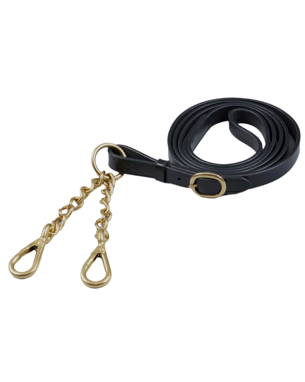 Premier Equine Leather Lead Rein with Chain Coupling Black