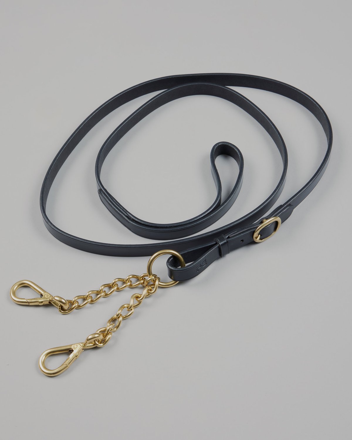 Premier Equine Leather Lead Rein with Chain Coupling Black