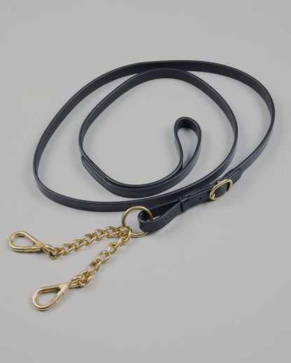 Premier Equine Leather Lead Rein with Chain Coupling Black