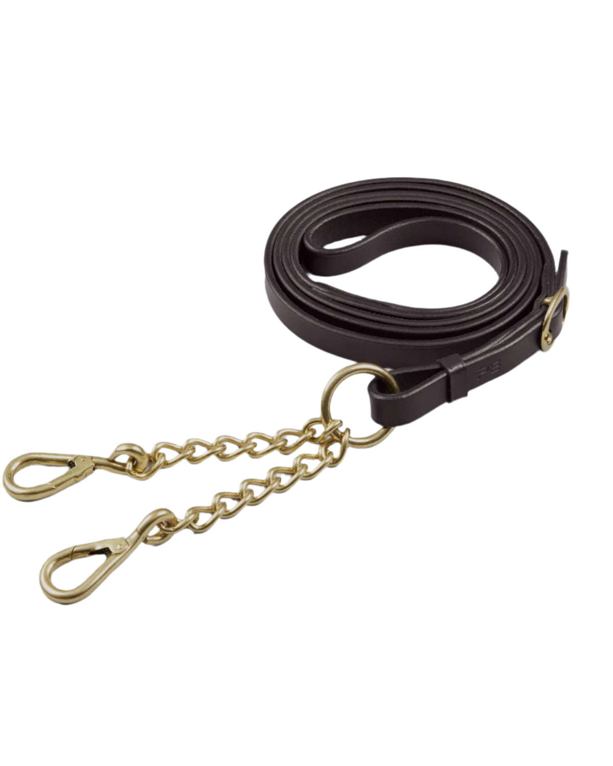 Leather Lead Rein with Chain Coupling Brown | Premier Equine Equestrian Accessory | In-Hand Showing Lead