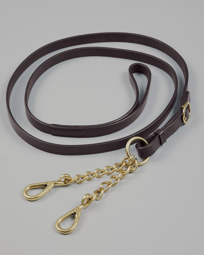 Premier Equine Leather Lead Rein with Chain Coupling Brown