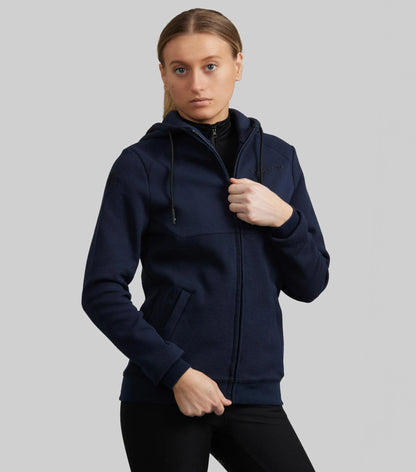 Premier Equine Legato French Navy Full-Zip Hoodie. Breathable equestrian sweatshirt from Equiflair.