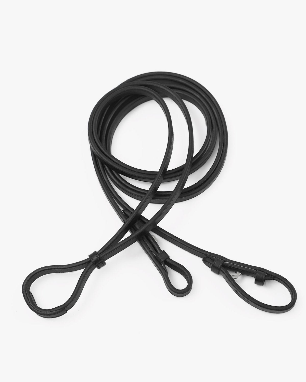 Premier Equine Leonardo Plain Leather Double Bridle Reins Black