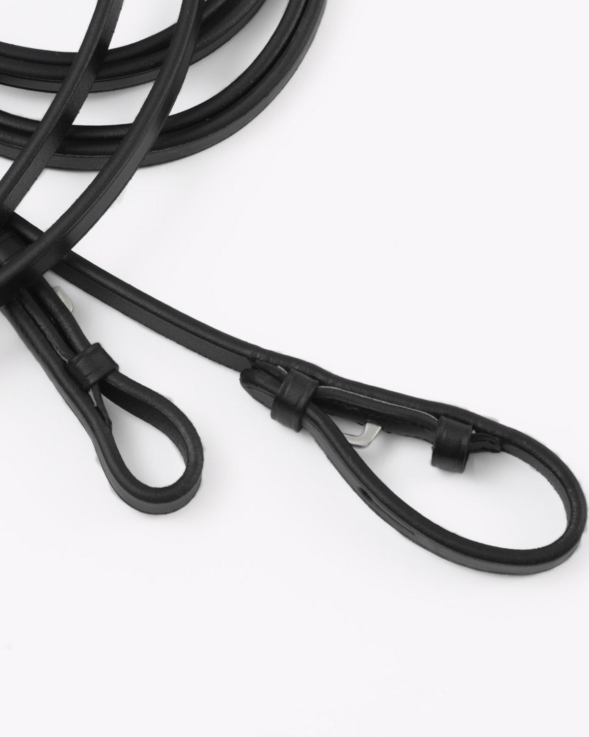 Premier Equine Leonardo Plain Leather Double Bridle Reins Black