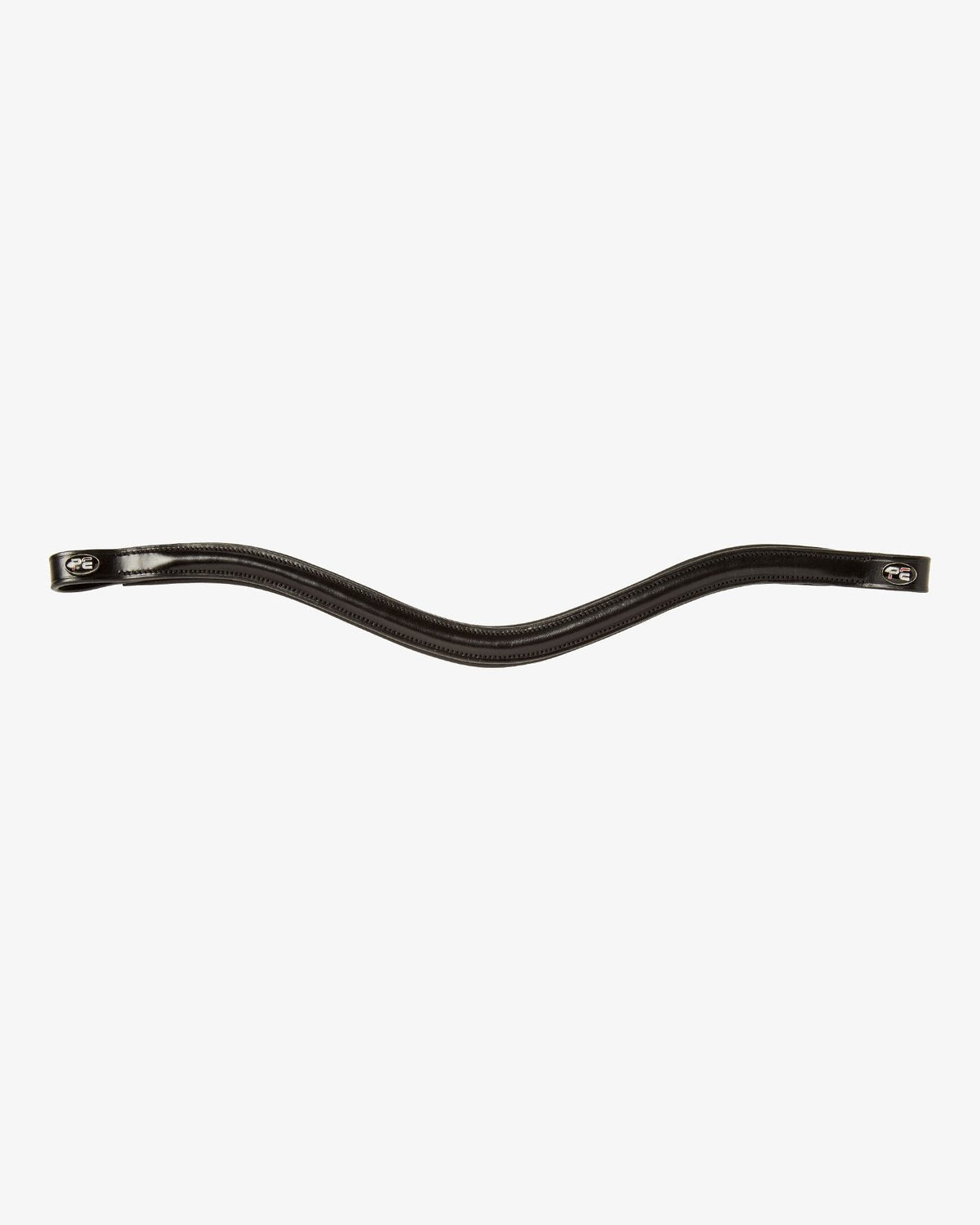 Premier Equine Liscio Black Shaped Leather Browband for Horse Bridle | Italian Leather
