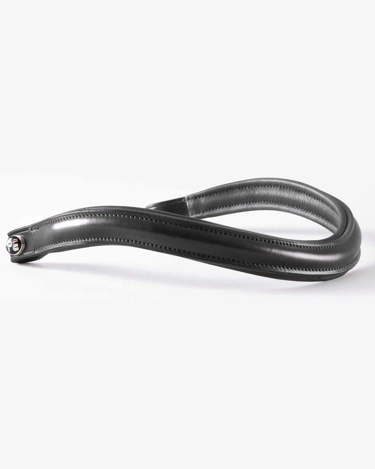 PREMIER EQUINE LISCIO Black Leather Shaped Browband | Elegant Equestrian Headwear