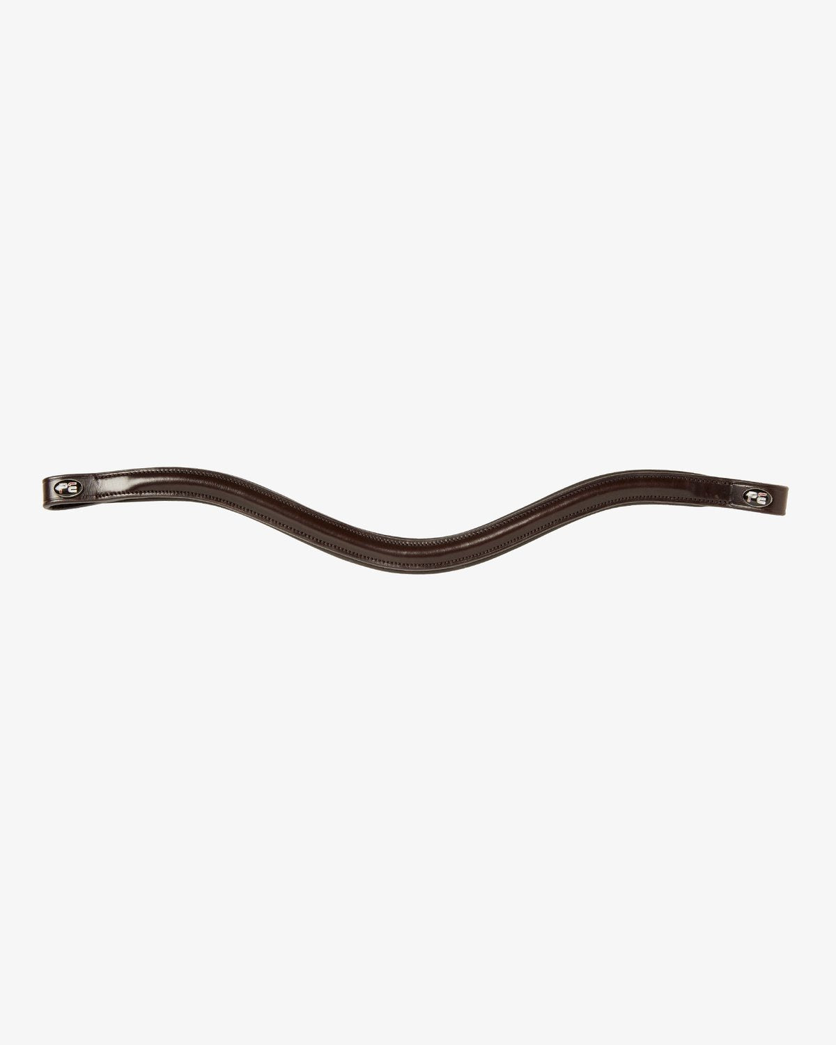 Premier Equine Liscio Brown Leather Browband for Horse Bridle - Shaped, Plain, Italian Leather