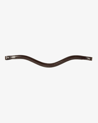 Premier Equine Liscio Brown Leather Browband for Horse Bridle - Shaped, Plain, Italian Leather