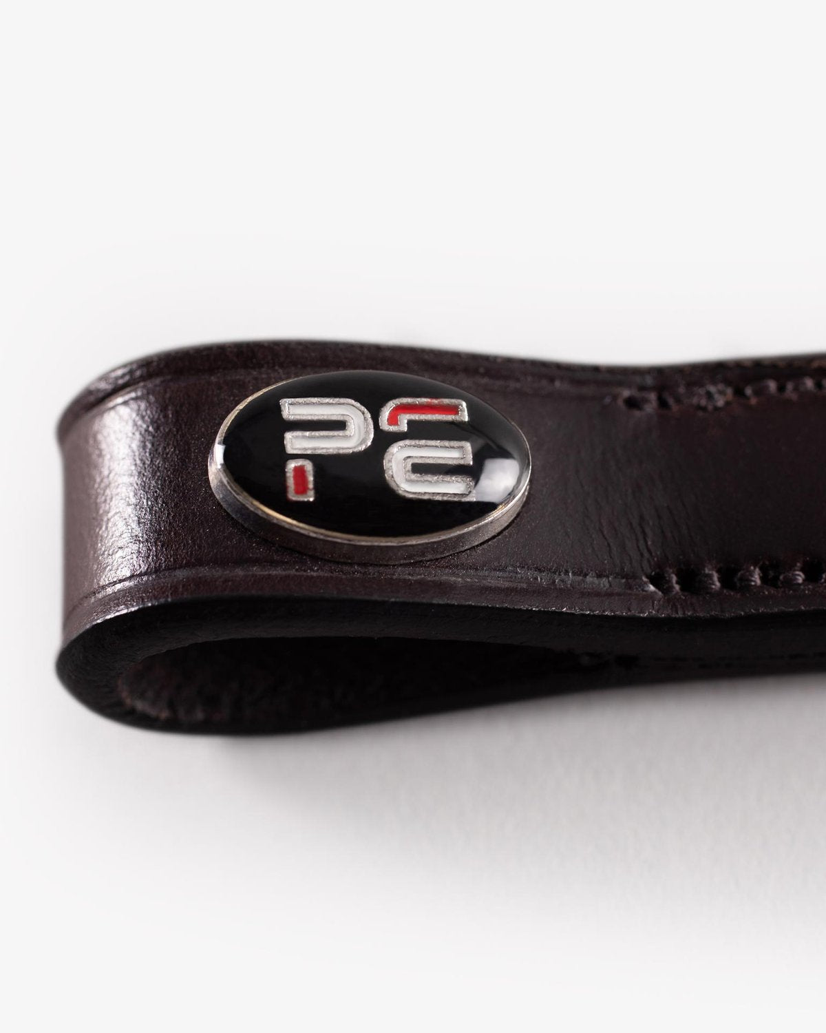 Premier Equine Brown Leather Browband: Italian Leather Elegance, plain shaped design for equestrian competition.