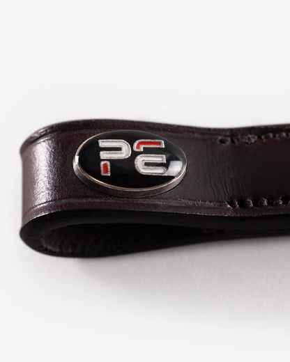 Premier Equine Brown Leather Browband: Italian Leather Elegance, plain shaped design for equestrian competition.