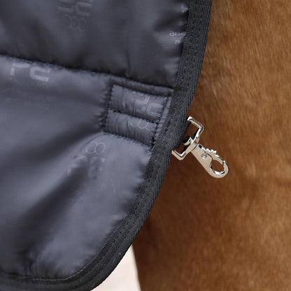 Premier Equine 100g Lucanta Rug Liner Black - Close-up of Horse Blanket Attachment Detail