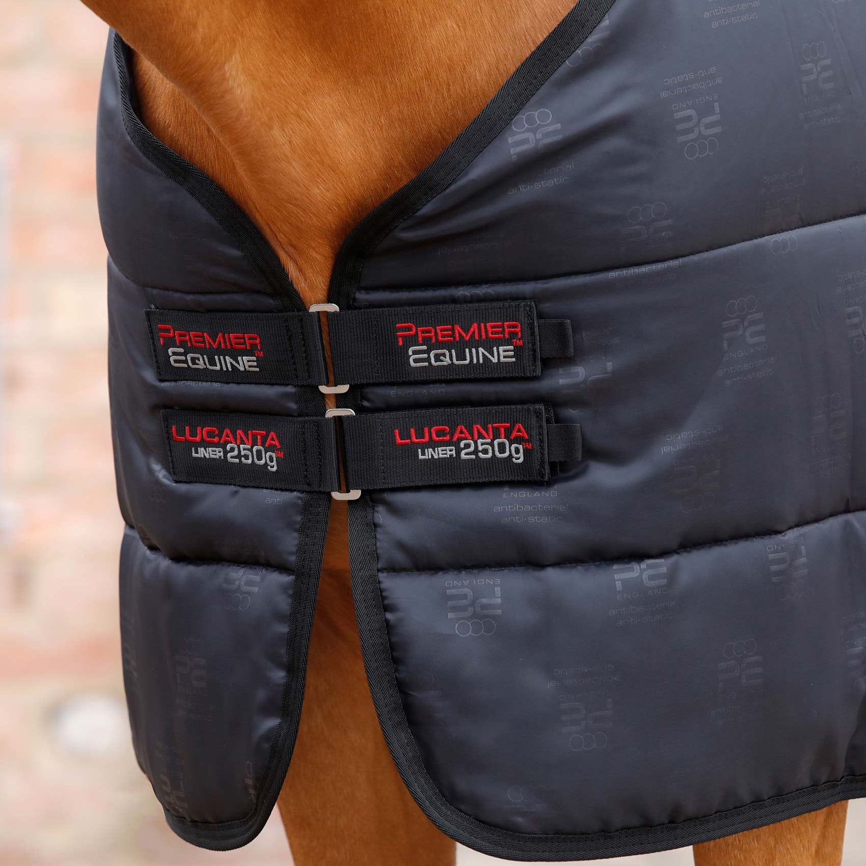 Premier Equine Lucanta 250g Rug Liner Black: Horse Blanket Detail, Antibacterial & Anti-Static