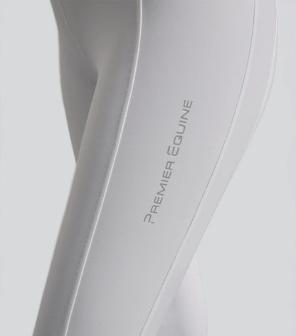 Premier Equine Luceo White Riding Tights - Women's Equestrian Competition Apparel with Full Seat Grip.