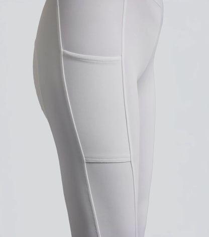 Premier Equine White Riding Tights: Women's Gel Knee Competition Equestrian Tights